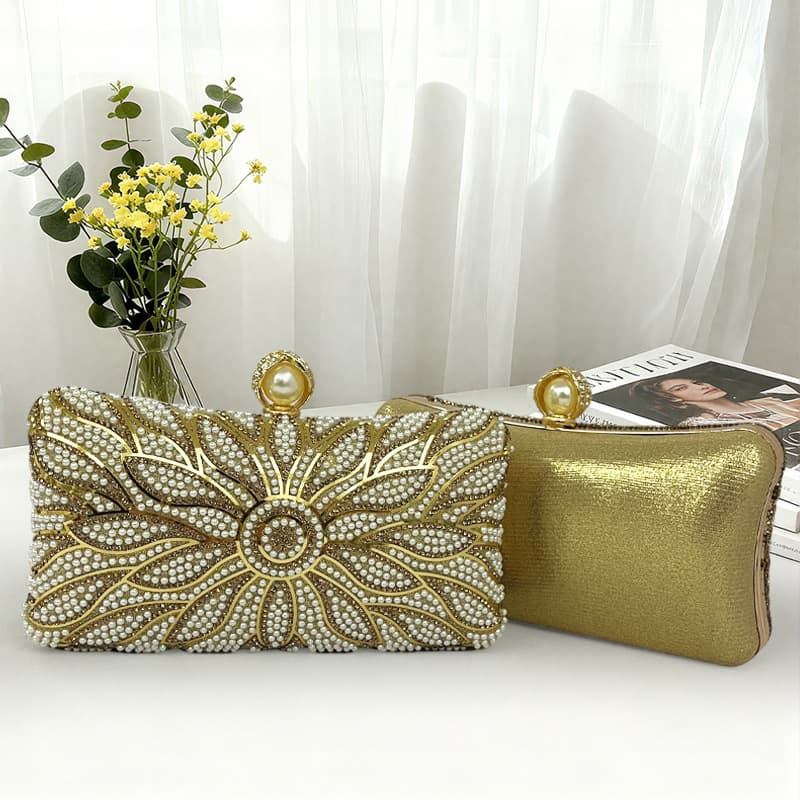 Amazon New Fashion Women's Clutch Bag Messenger Bag Dress Evening Bag European and American Fashion Bag Pearl Evening Bag