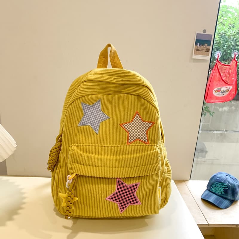 Academic Style Simple Versatile Star Backpack Large Capacity Student Backpack for Middle and High School Students Lightweight Casual Bag