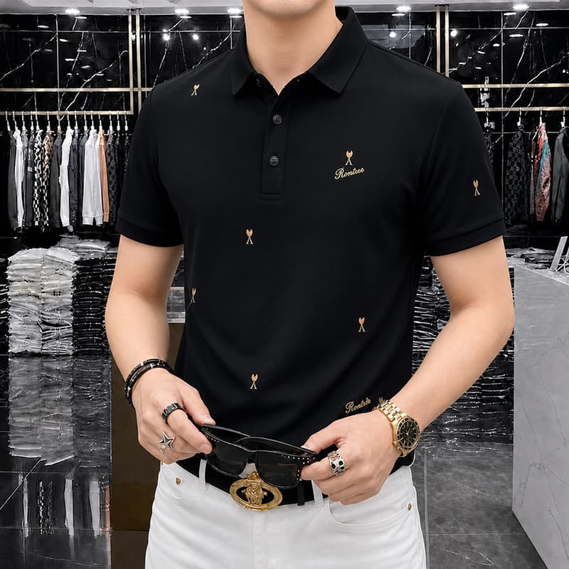 Summer POLO shirt men's short-sleeved high-end embroidered high-end T-shirt handsome slim versatile breathable T-shirt men's summer wear