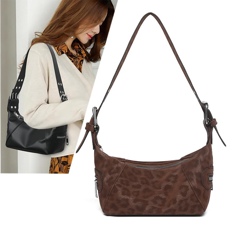 2026 New Leopard Print Shoulder Bag for Women Retro Underarm Bag Large Capacity Crossbody Bag Fashion Versatile Minimalist Tote Bag
