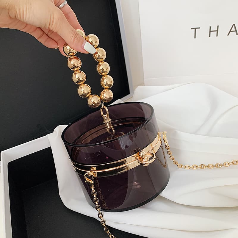Pearlescent Acrylic Small Transparent Bag for Women 2025 New Ins Niche Design Sparkling Star Trendy Pretty Round Bag