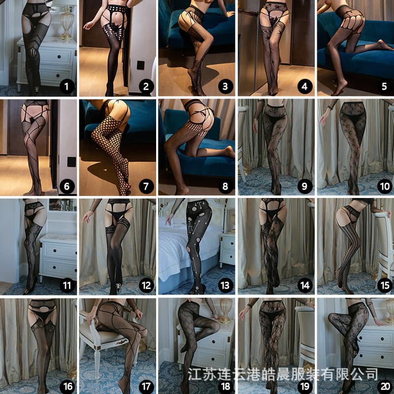Long Night Sexy Lingerie Stockings No-Detach Open Crotch Stockings Garter Lace-Up Low Socks 5000 Series
