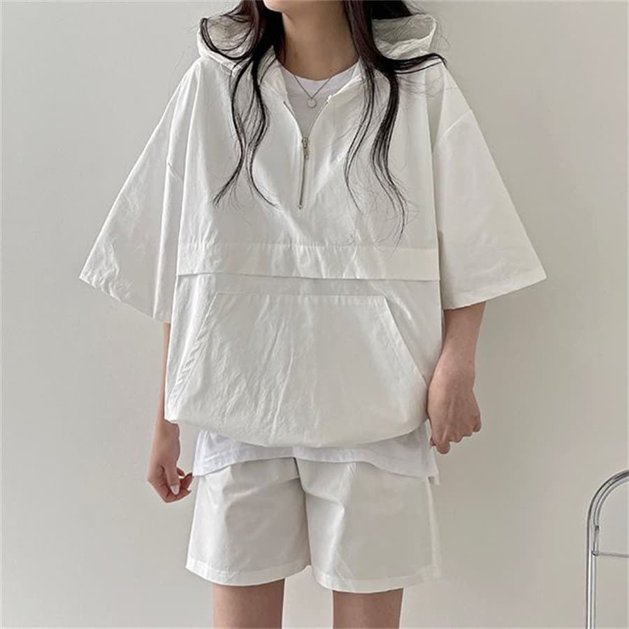 Fashionable Korean Style Solid Color Women's Short Sleeve Casual Suit Hoodie 2023 Summer New Arrival Sportswear