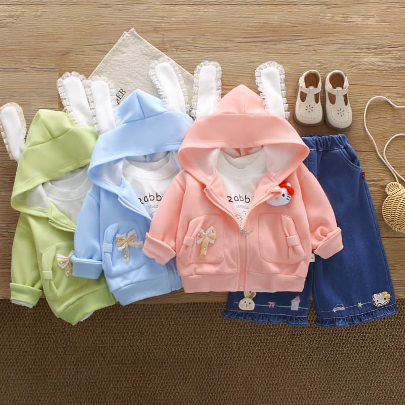Girls' Autumn Clothes Set 2026 New Children's Spring and Autumn Fashionable Three-piece Set Baby Autumn Cartoon Clothes