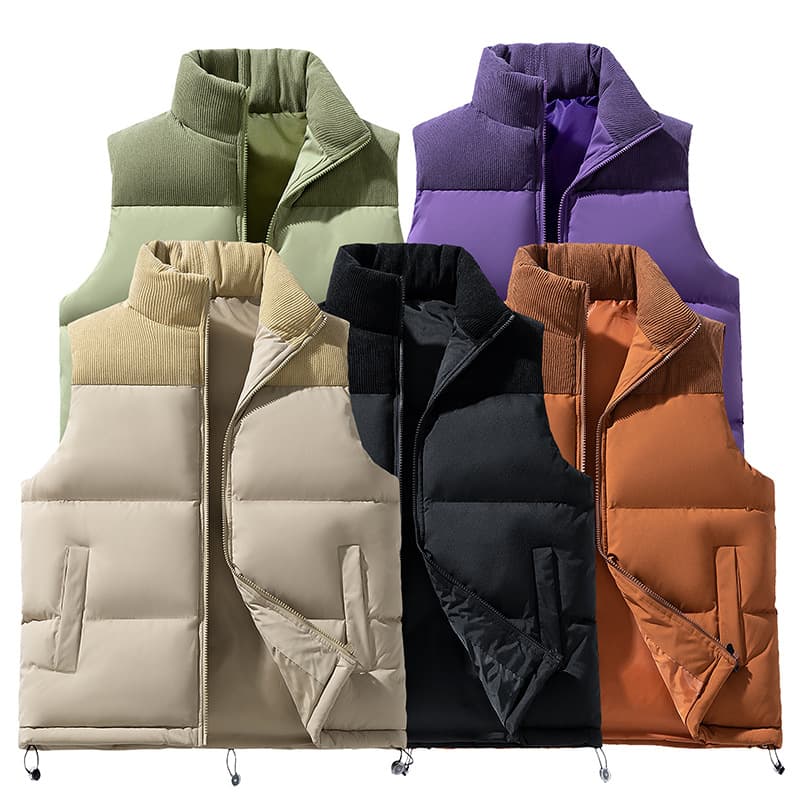 Cross-border Autumn/Winter Down Cotton Vest, Men's Thick Waistcoat Jacket, Unisex Couple Loose Puffer Vest