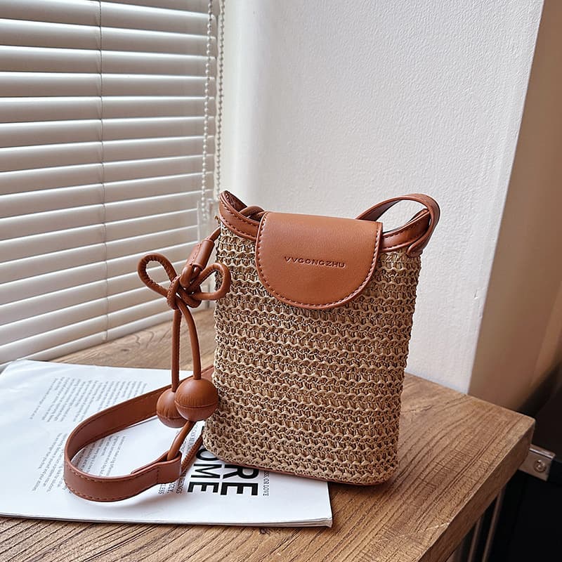 Mobile phone small shoulder bag women's straw mini bag crossbody bag 2026 new denim lightweight summer portable women's bag