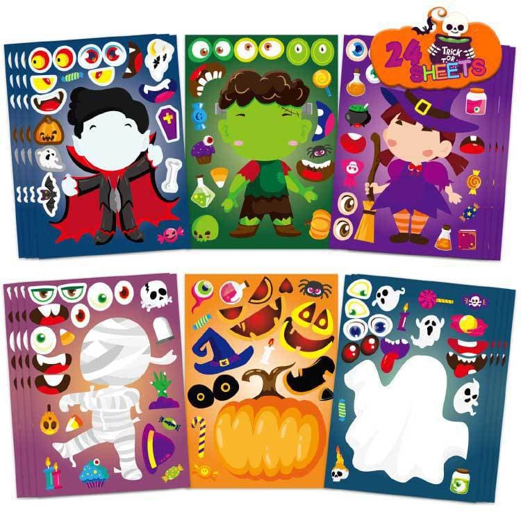 Halloween Toy Game Stickers Cartoon Kids Puzzle Stickers Halloween Party Activity Gift Stickers