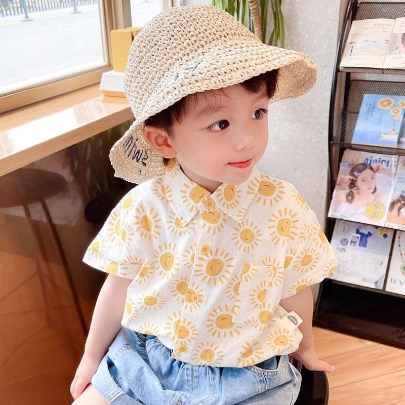 Boys' Lapel Shirt Baby Top Jacket Thin Vacation Style Children's Summer Little Sun Short Sleeve Shirt