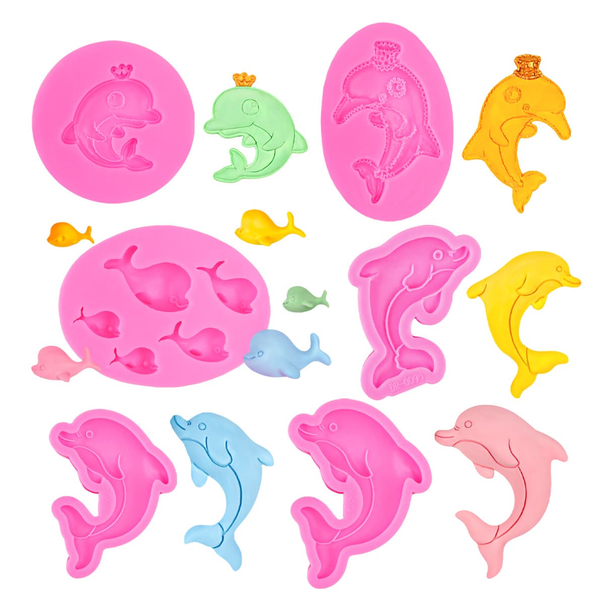 Large Medium Small Cartoon Dolphin Set DIY Chocolate Fondant Cake Silicone Mold Resin Casting Decoration Tool