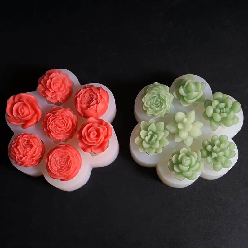 7-hole rose peony flower mold 7-hole succulent flower 7-hole cactus succulent flower silicone mold