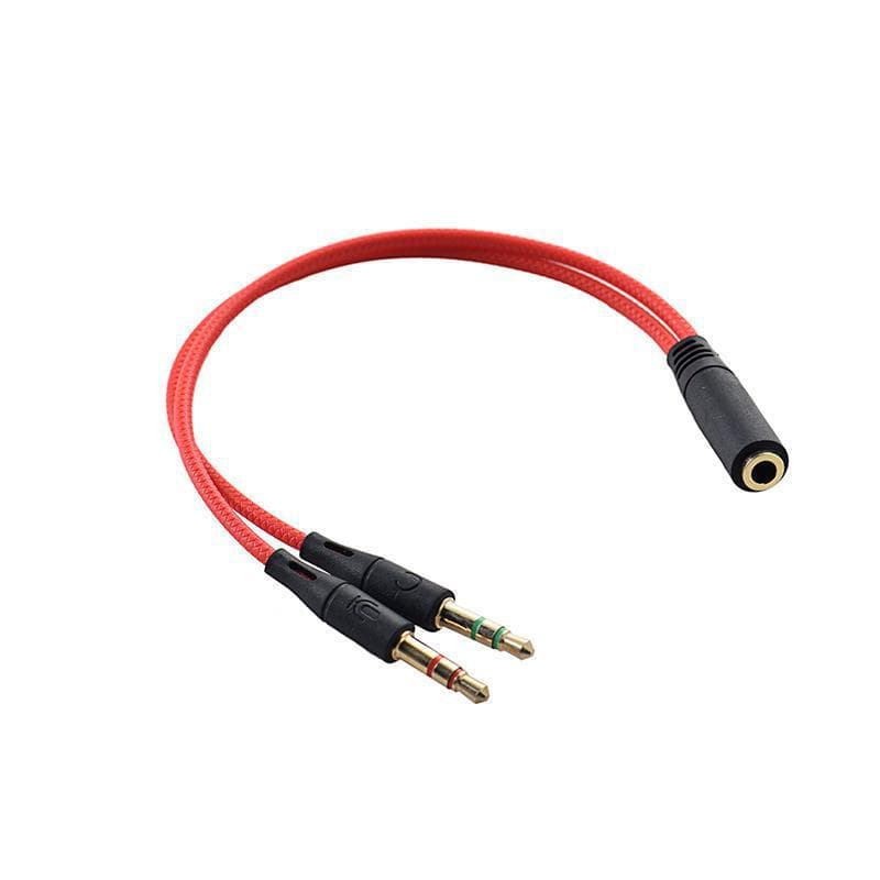 Gold-Plated Computer Headset Microphone 3.5mm Female 2-in-1 Adapter Cable Phone Headset Converter Audio Splitter