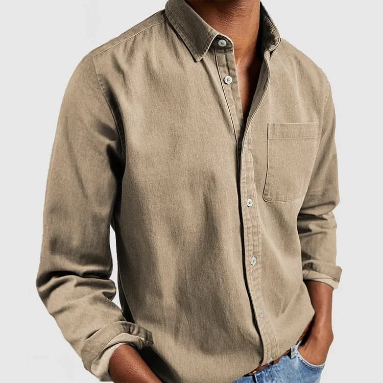 2024 cross-border foreign trade e-commerce new Amazon independent station men's shirt new long-sleeved lapel men's shirt