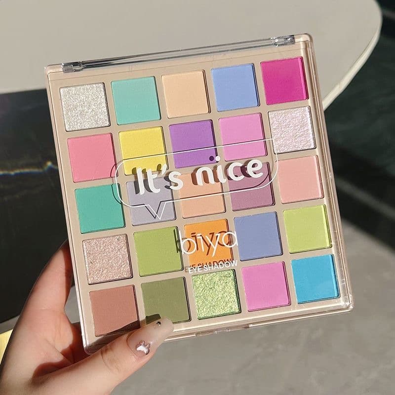 Biya Macaron 25 Colors Eyeshadow Palette Shiny Pearlescent Glitter Stage Makeup Brown Orange Color Eye Shadow Palette