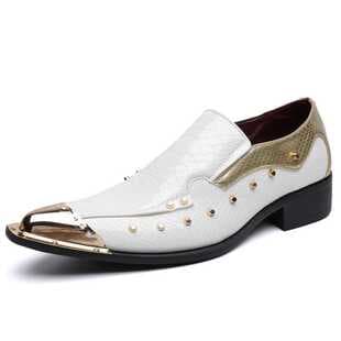 Cross-border Men's Business Dress Leather Shoes Pointed Metal Rivet Snake Print Men's Shoes British Style Fashion Leather Shoes 282