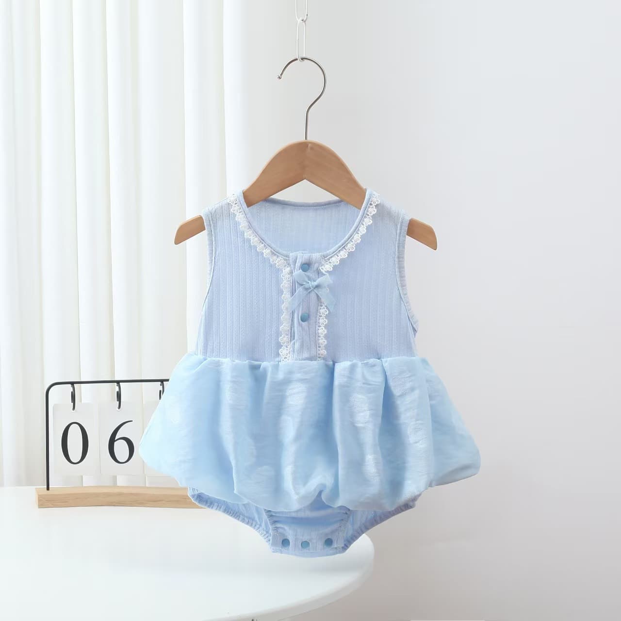 Summer Morandi blue bag fart baby clothes sleeveless tops toddler baby summer summer romper clothes
