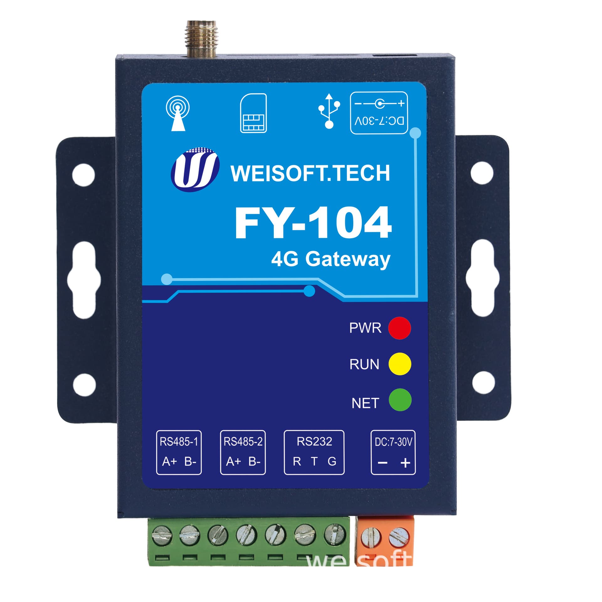 FY104-4G Edge Computing Gateway - MODBUS Gateway - MQTT Gateway - Serial Server - 485 Gateway