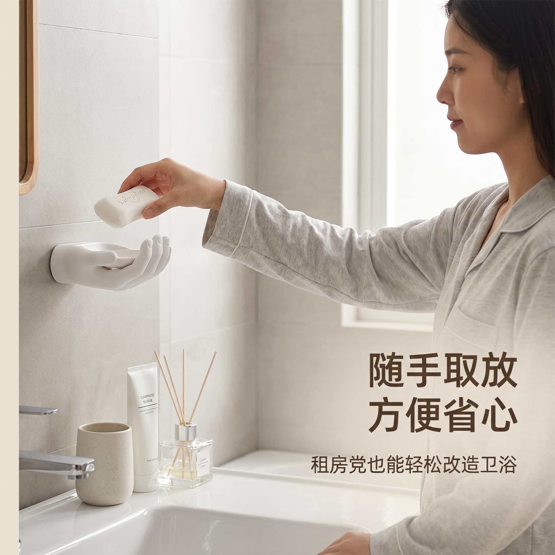 New Cross-Border Palm Hook Wall Strong No-Drill Seamless Hook Home Storage Key Bathroom Shelf