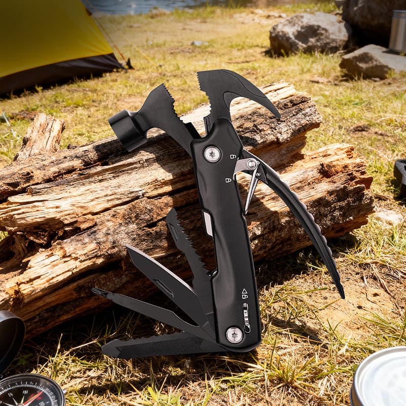 Cross-border Hot Selling Outdoor Stainless Steel Claw Hammer Camping Portable Multi-function Knife Pliers Tool Gift Box Set