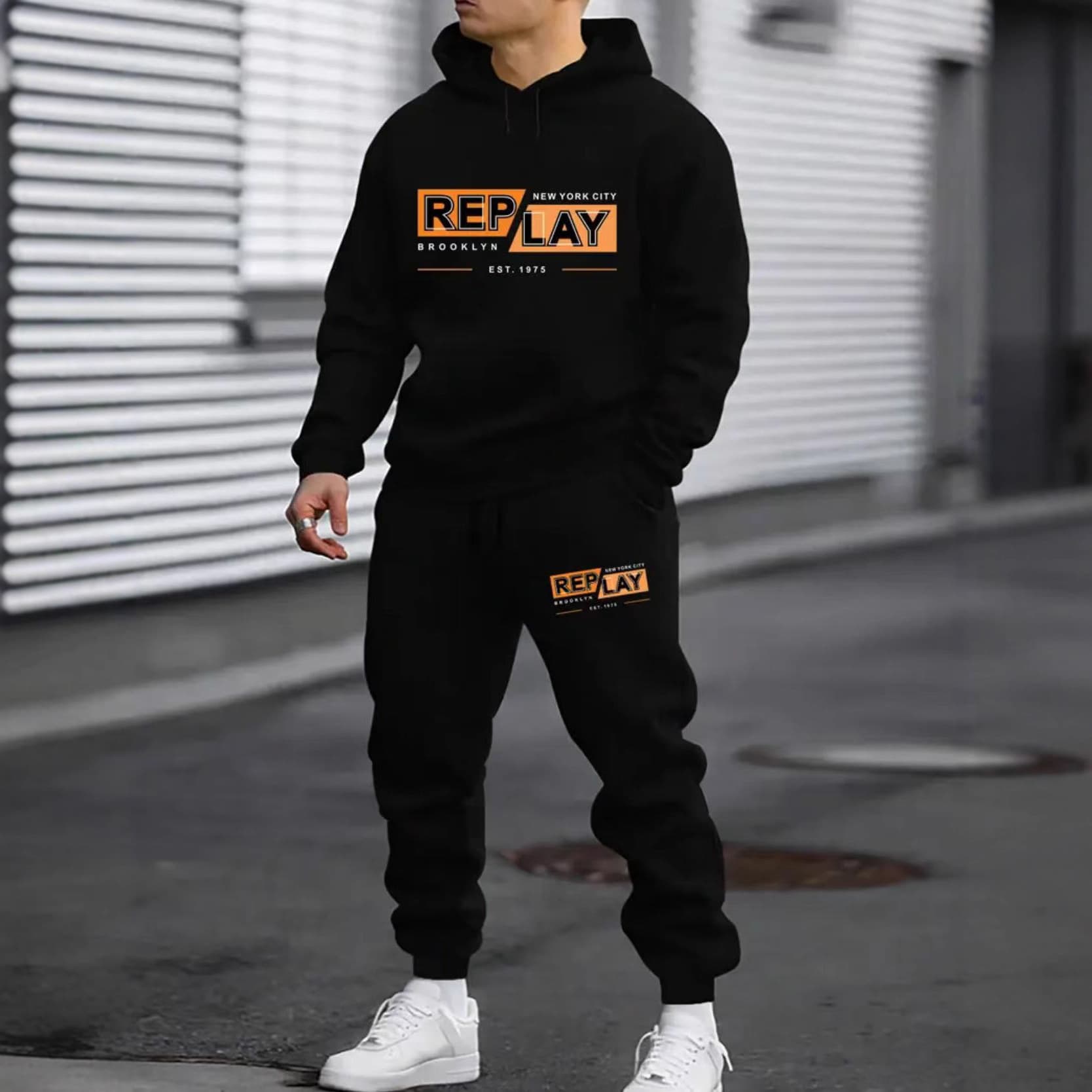New Cross-Border Autumn/Winter Fleece-Lined Hoodie and Sweatpants Set European and American 2D Outerwear Fleece-Lined Unisex Fashion Top Two-Piece Set
