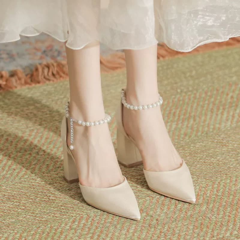 Chunky Heel Plus Size Sandals 2026 Summer New Style Gentle Pairing with Dresses High Heels Hollow Comfortable Single Shoes