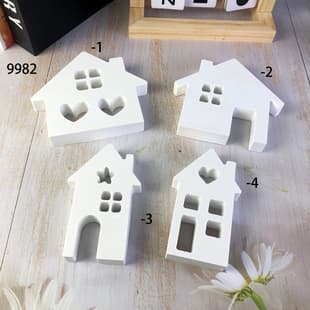 9982 Four House Silicone Mold Plaster Cement Ornament Mold Tabletop Decorative Candle Holder Mold