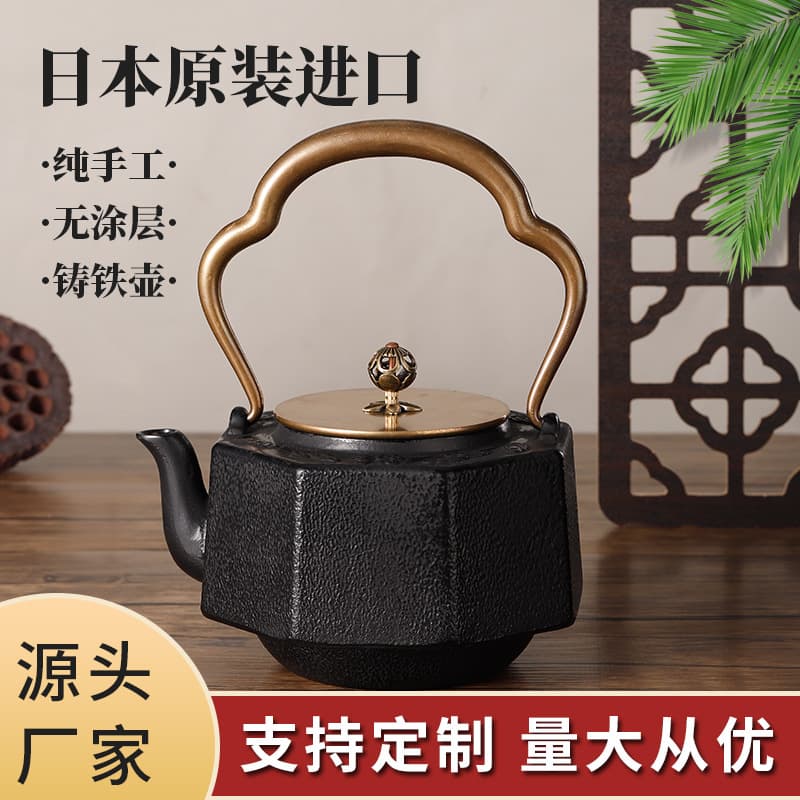 Japanese Nanbu Cast Iron Kettle, Uncoated Handmade Iron Teapot for Home Tea Brewing and Boiling Water, Gift Set Tea Set