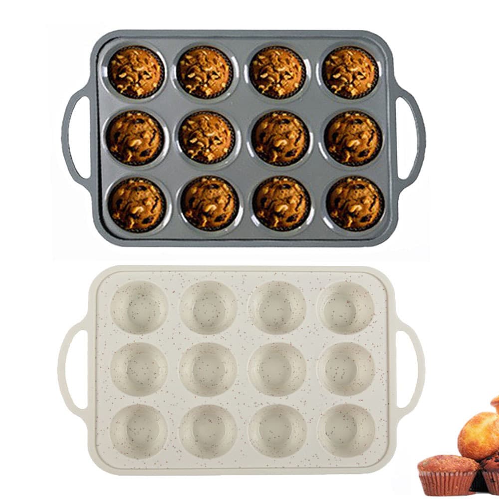 High Temperature Resistant Silicone 12-Hole Muffin Cup Non-Stick Cake Mold Baking Mold Household Baking Tools Easy to Demould