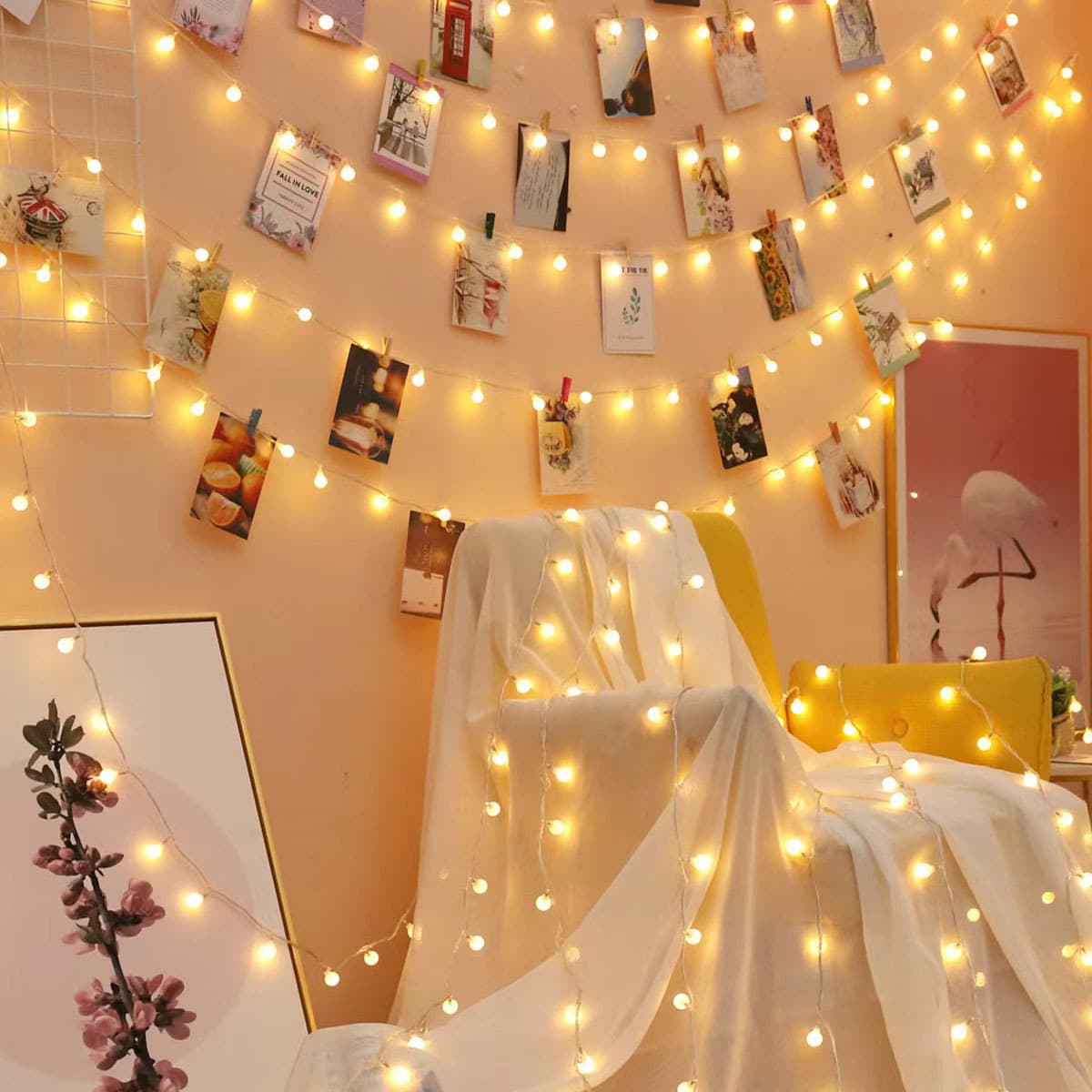 LED String Lights Crystal Ball Star Snowflake Small White Ball Warm White Colorful Battery Box Room Background Ambient Light Decoration