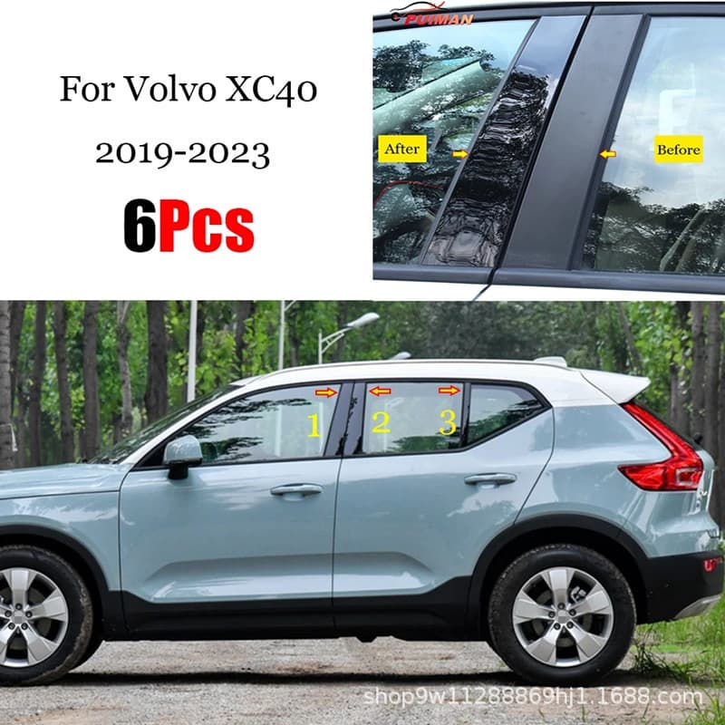 Volvo XC40/XC60/S90/V40 Modified Window Trim Strips S60/L Dedicated Gloss Black Door Center Pillar Sticker