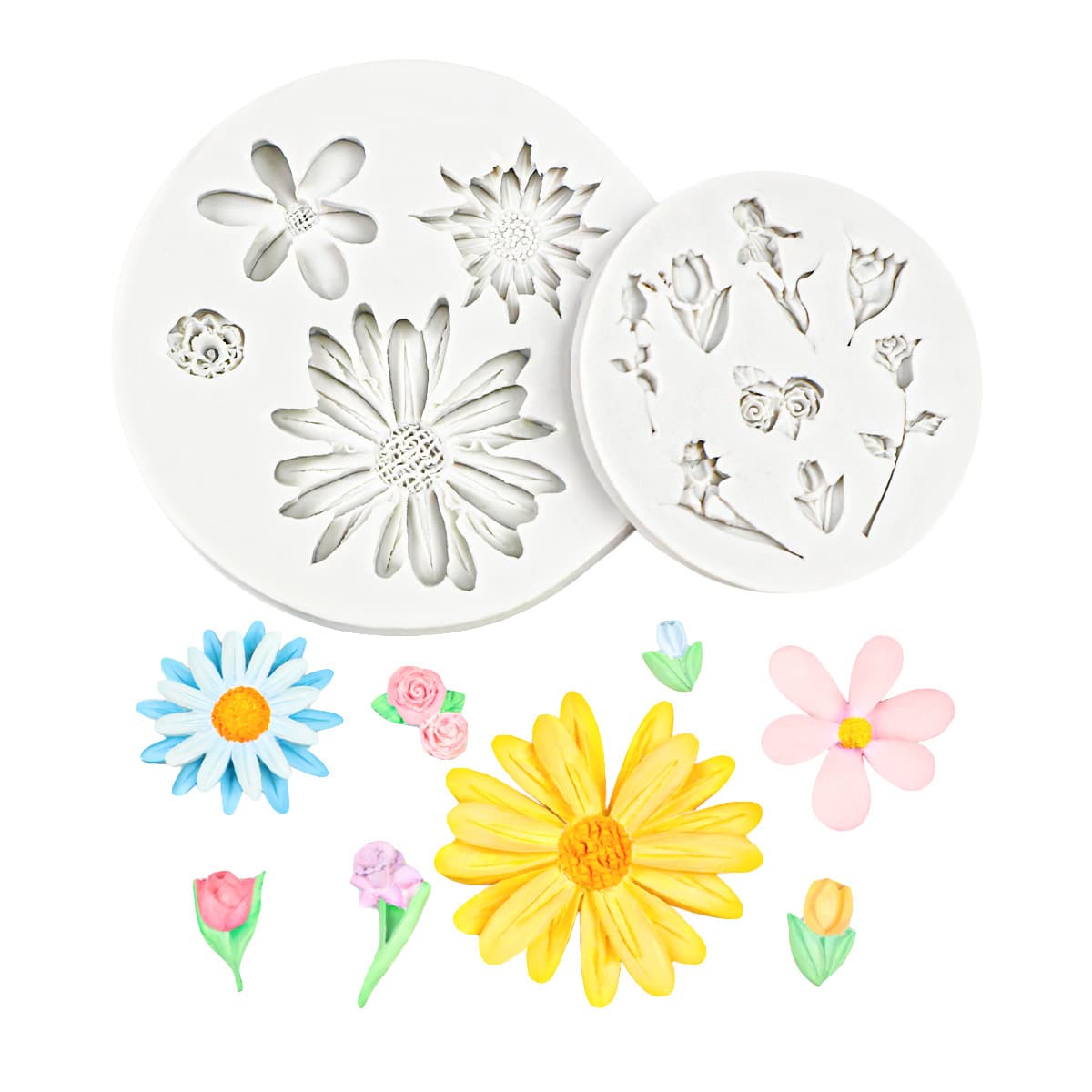 Fondant Silicone Mold Small Rose Lotus Daisy Flower Silicone Mold Soft Clay Sunflower Resin Shape