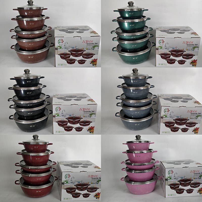 10-piece non-stick cookware set, household aluminum wok, soup pot and kitchenware set, gas stove suitable pot set