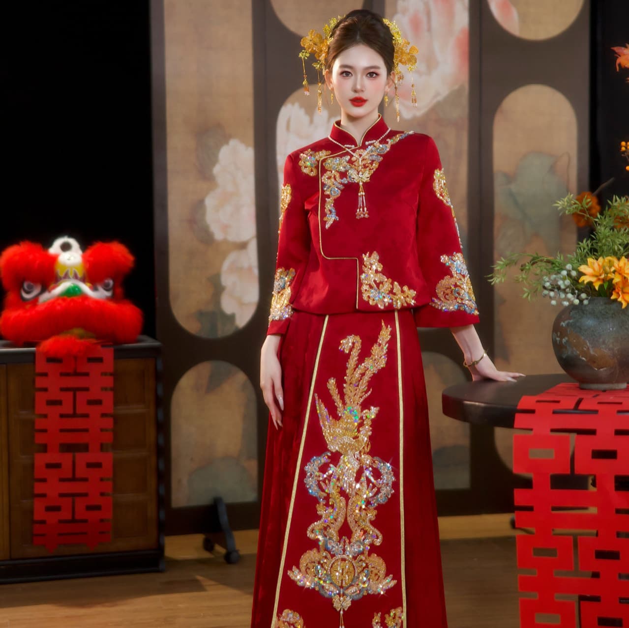 2025 New Style Chinese-Style Xiuhe Wedding Dress for Toasting, High-End Wedding Gown for Petite Women