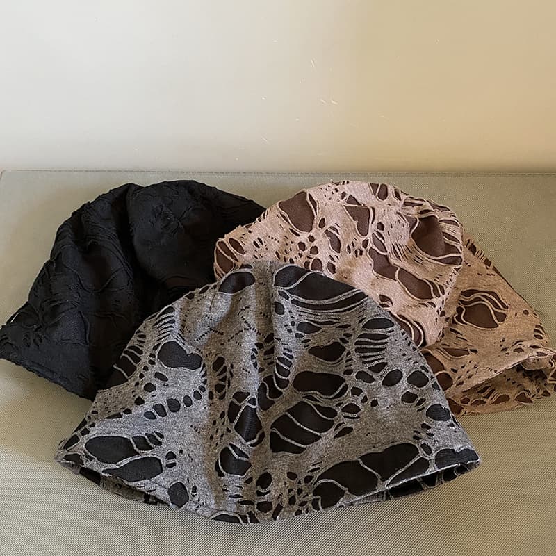 Distressed beggar cap, recycled thin adjustable sun hat, pull-on breathable bucket hat, custom factory