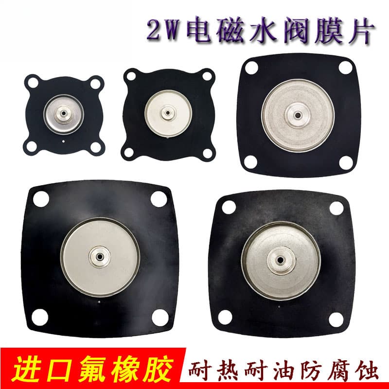 Electromagnetic Water Valve Diaphragm, Fluorine Rubber, High Temperature and Corrosion Resistance, Sizes 6 Points to 2 Inches (2W20/25/32/40/50 Available)