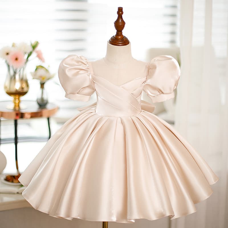 Fashionable one-year-old baby girl's birthday dress French new spring children's princess dress host piano performance