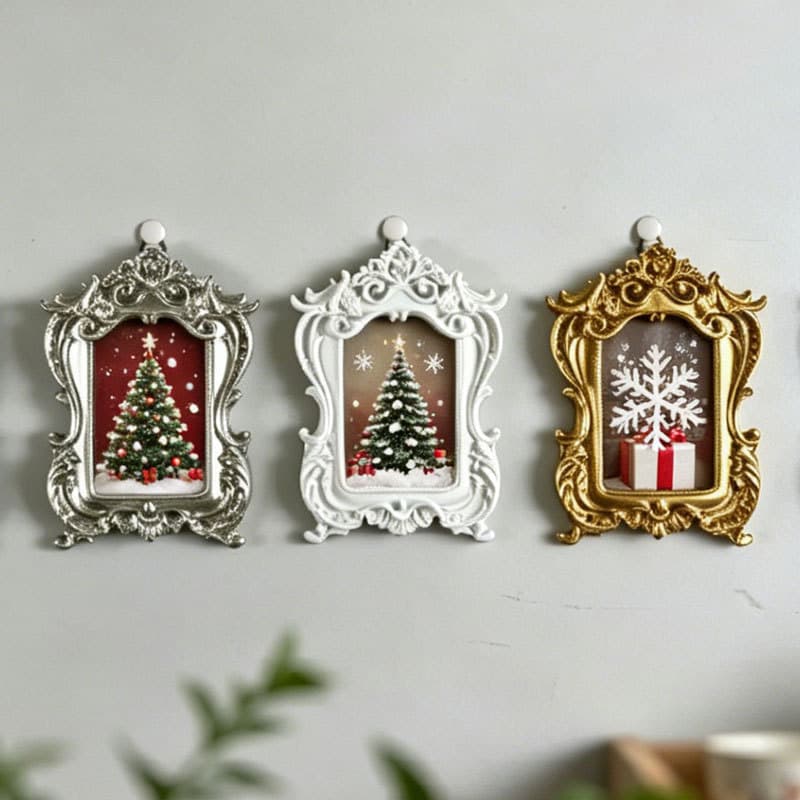 Vintage Christmas Photo Frame - DIY Christmas Tree Decoration Hanging Ornament for Photos