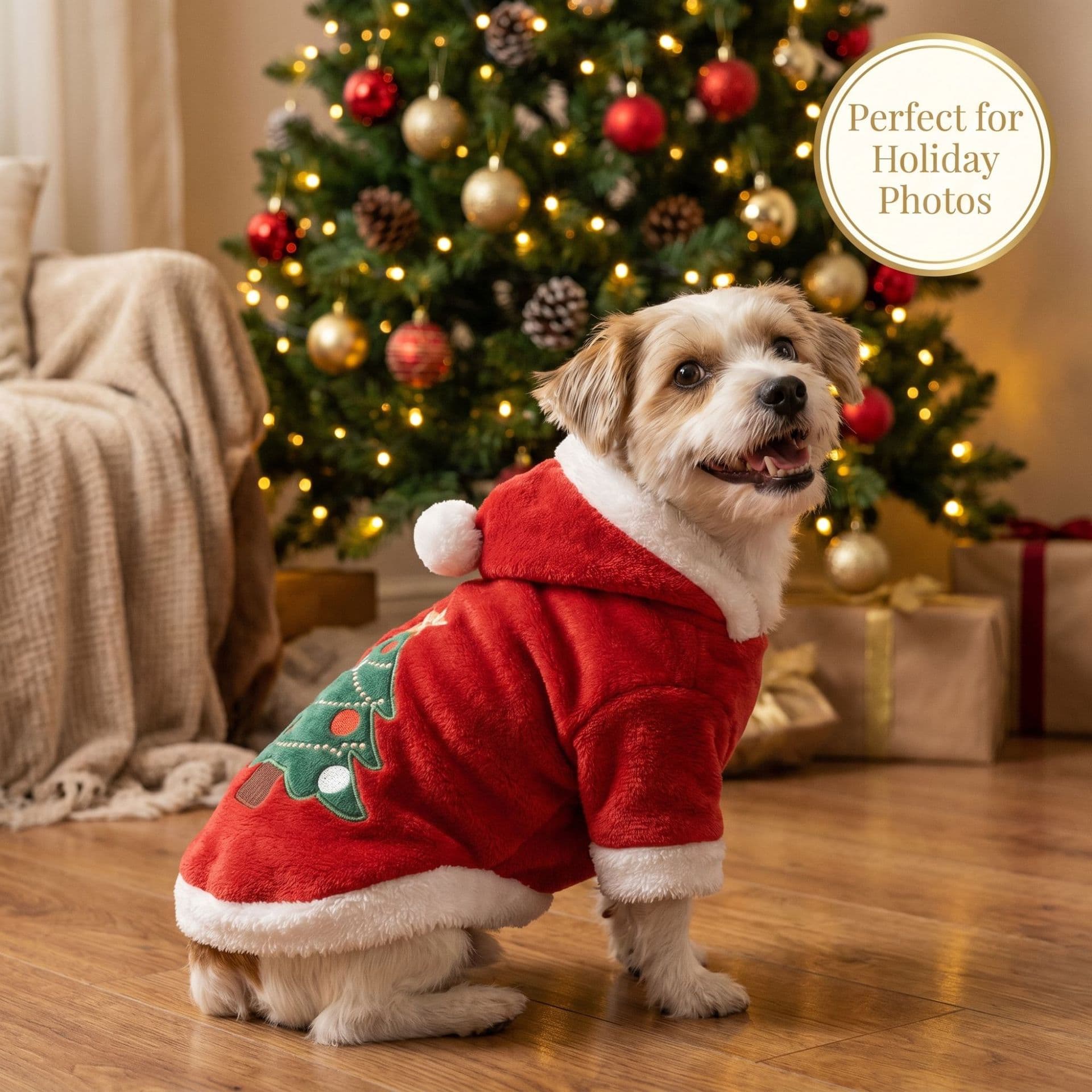 Christmas Pet Clothes Amazon Christmas Tree Hat Hoodie Four-Legged Outfit for Cats and Dogs