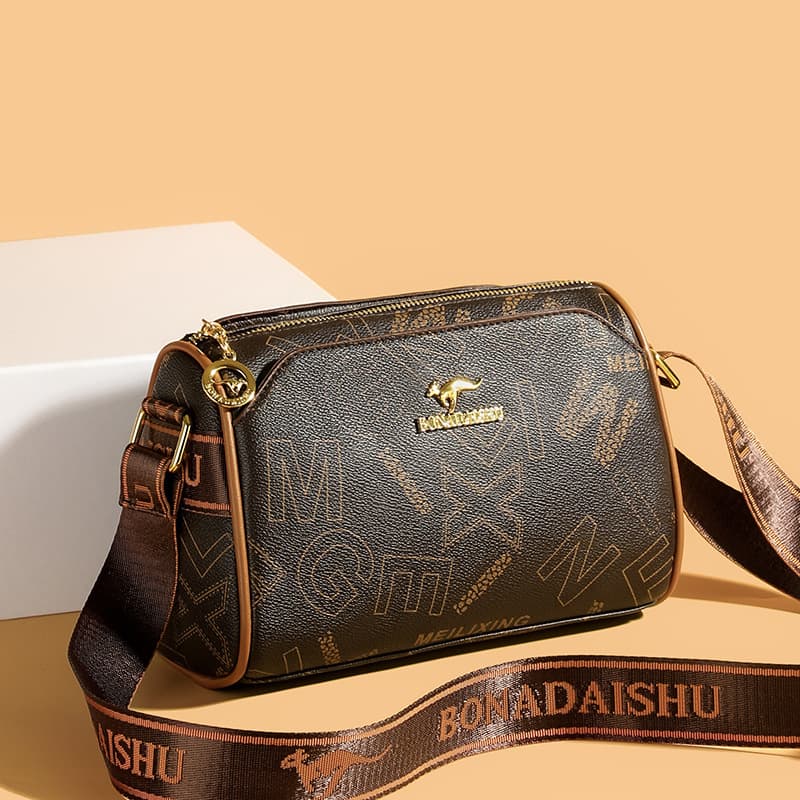 Pillow bag, high-quality soft leather women's shoulder bag, wide-band multi-compartment letter Boston bag, cross-border bag