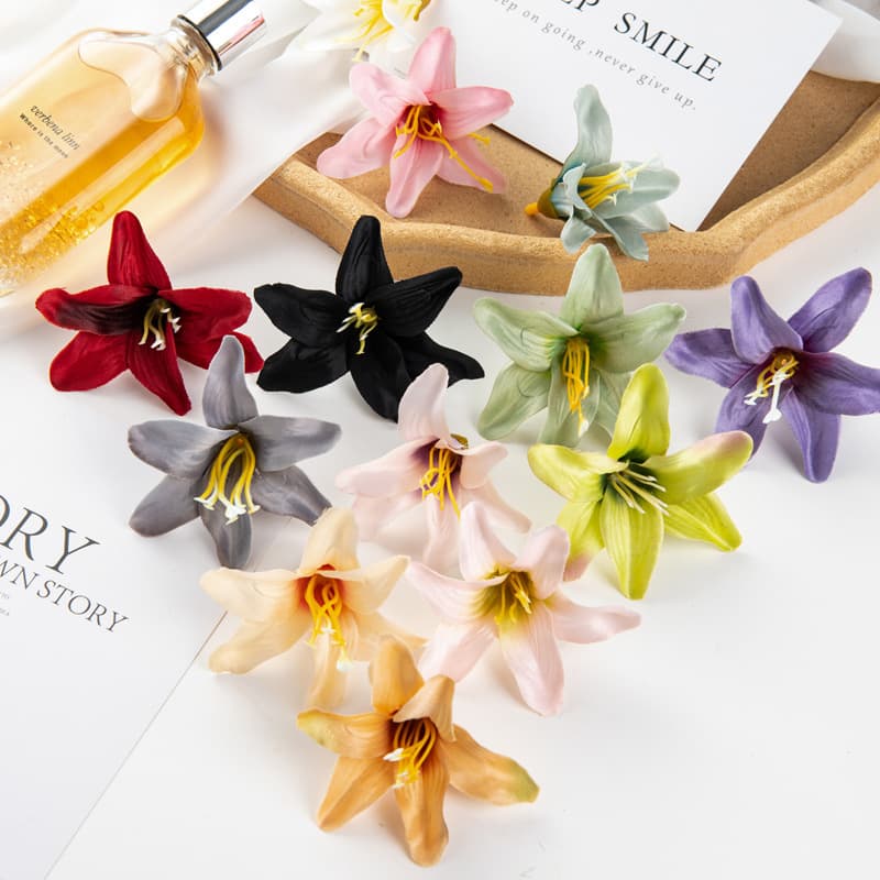 Artificial Silk Lily Flower, Elegant Headwear Hair Accessory Material for DIY Handmade, Wedding Home Decoration Flower