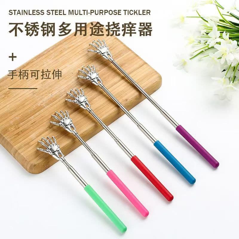 Telescopic tickle scratching multifunctional and convenient stainless steel old man's rake ghost hand telescopic scratching household back scratching artifact