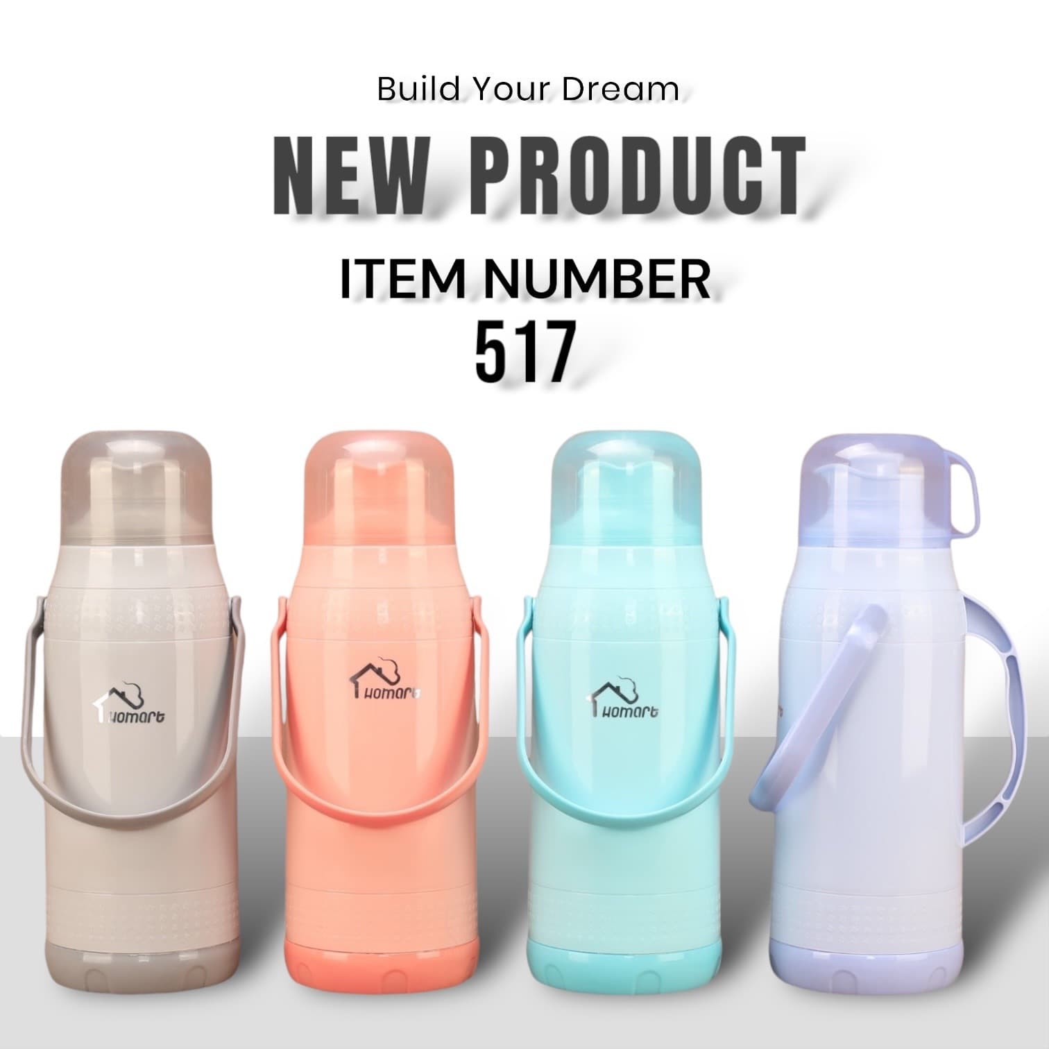 Beige 517 Plastic Vacuum Flask Hot Water Bottle 2.0L Tea Bottle Thermos Large Capacity
