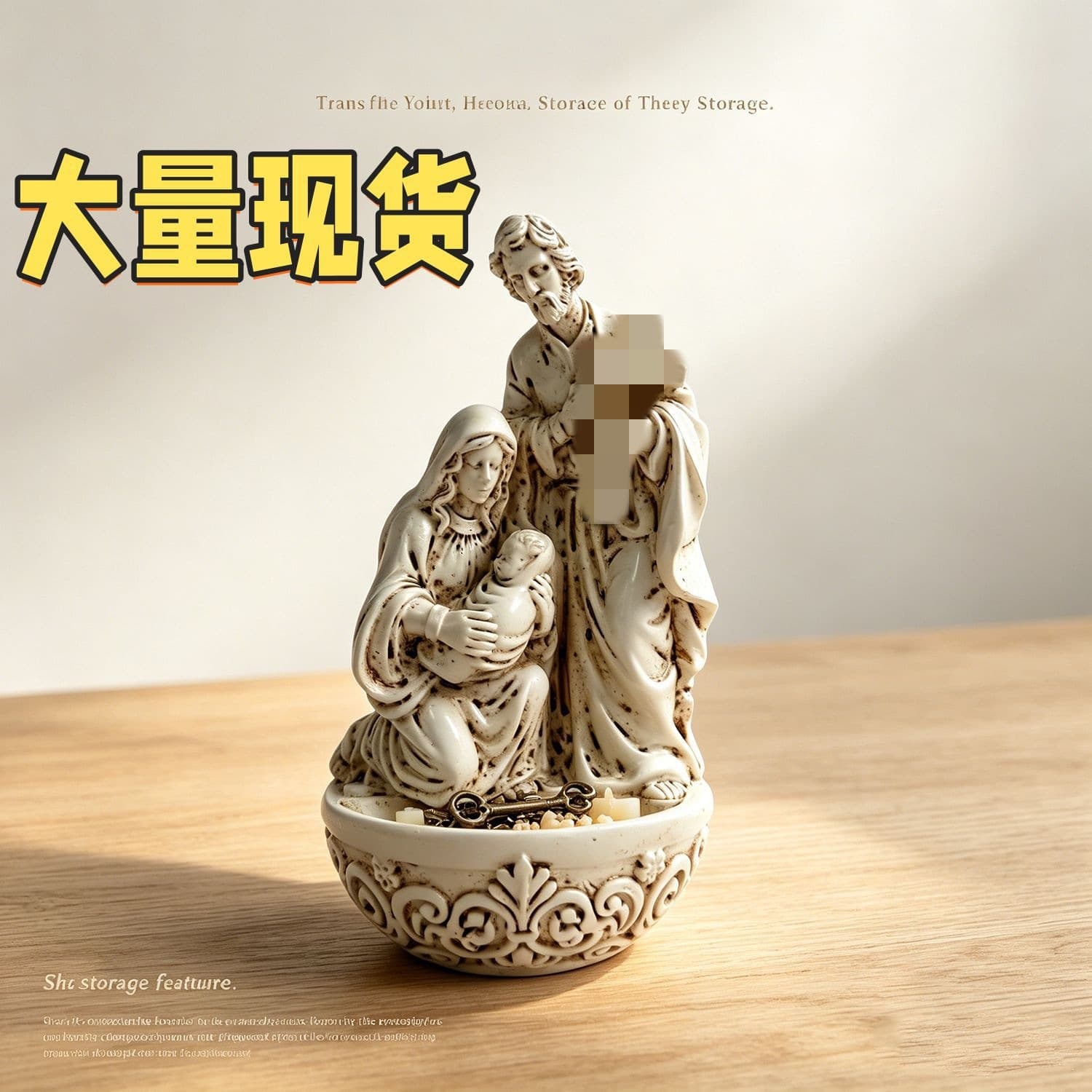 Cross-border Holy Water Font Resin Family Resin Statue Desktop Ornament