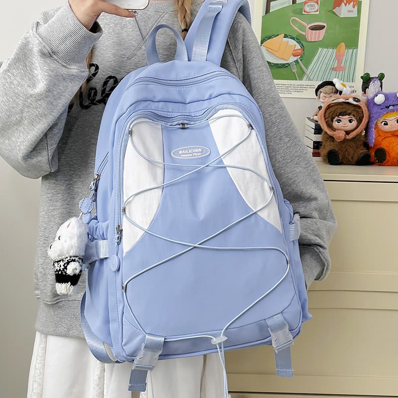 High-looking, contrasting colors, large-capacity lightweight backpack, same style for men and women, niche design backpack, casual simple school bag