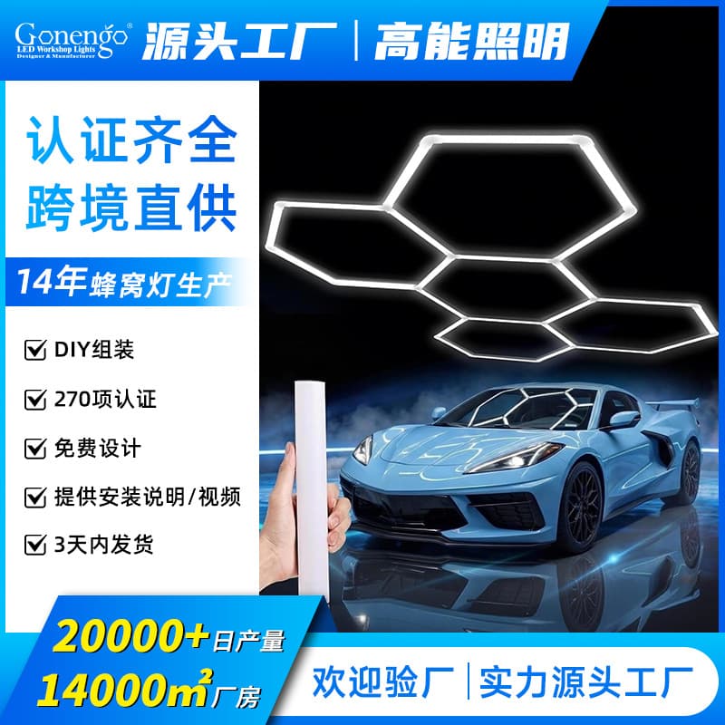 High Energy 2025 New Cross-Border Diamond Aurora Garage Light Honeycomb Light Car Beauty LED Work Light