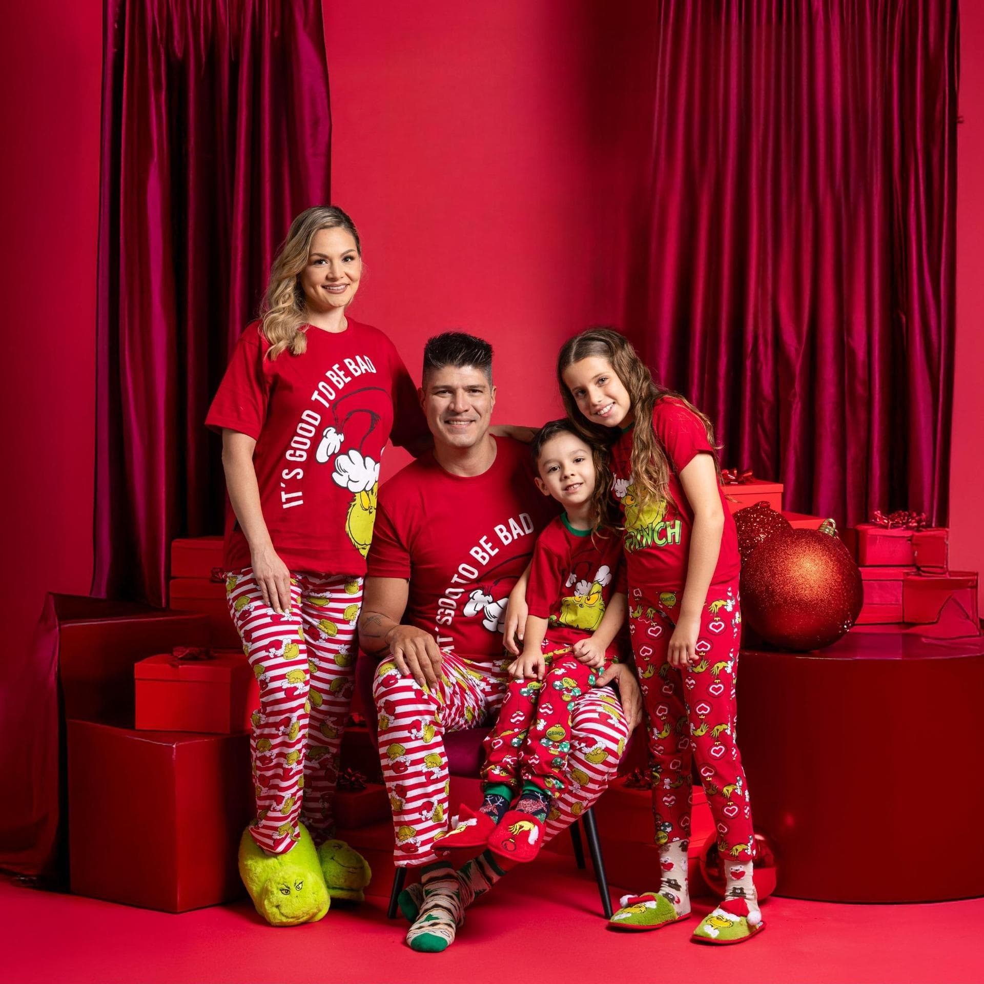 Christmas Family Matching Pajamas Short Sleeve Christmas Monster Print Sleepwear