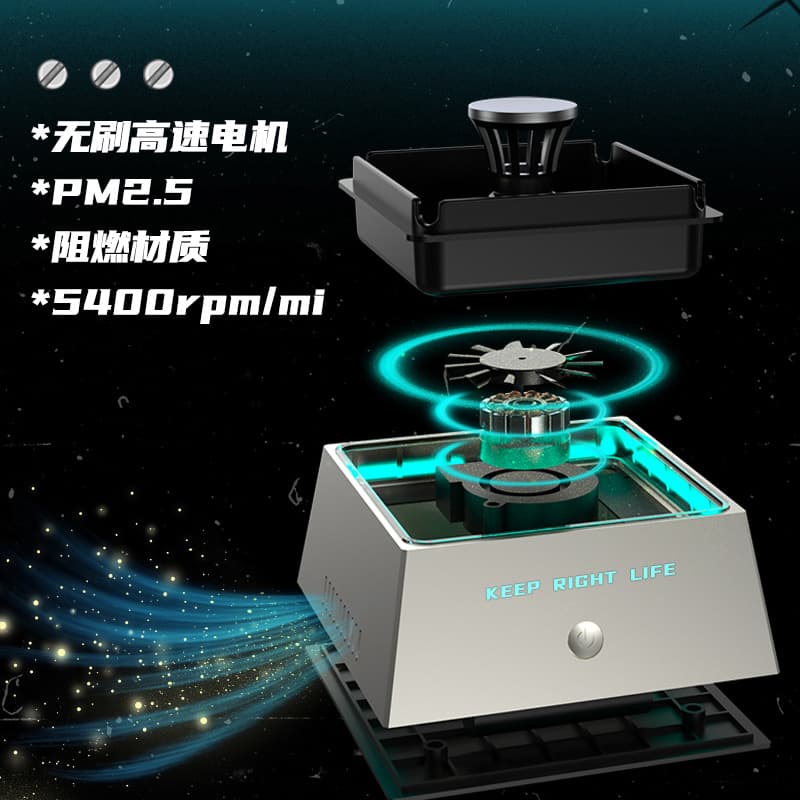 Factory Direct Smart Ashtray Purifier Beacon USB Car Ashtray Ambient Light with Aromatherapy