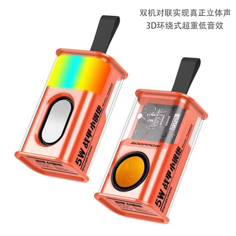 Hot-selling Transparent Armor Wireless Bluetooth Speaker Colorful TWS Portable Mini Speaker Outdoor Bass Subwoofer