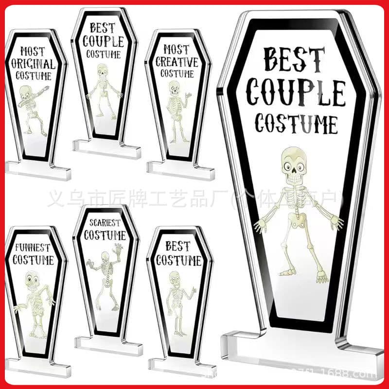 Cross-border Halloween costume competition trophy, acrylic skeleton funny design, suitable for parties, competitions, and decorations
