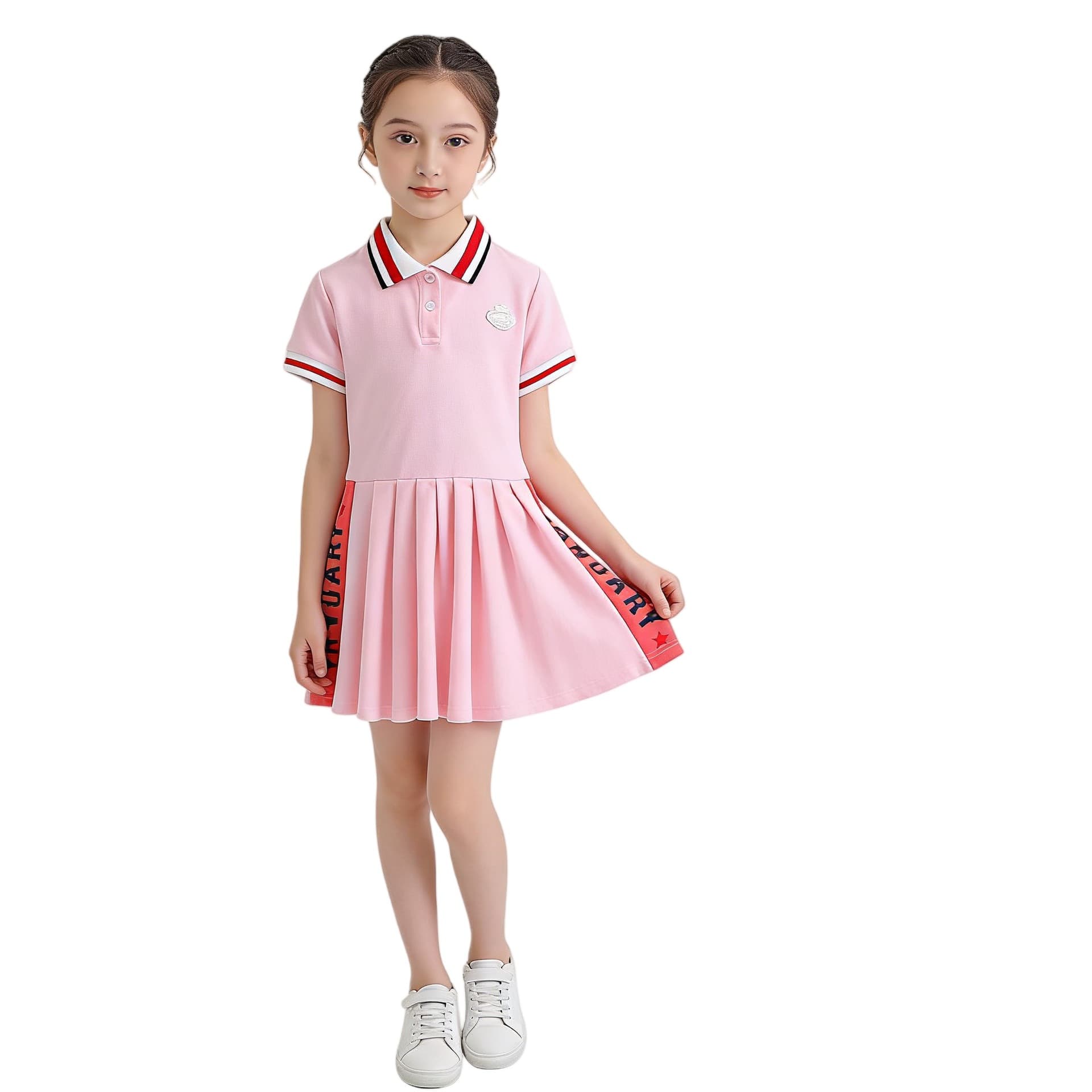 Clearance Girls Summer Short Sleeve Dress for Toddlers and Children Fashionable Pleated Dress
