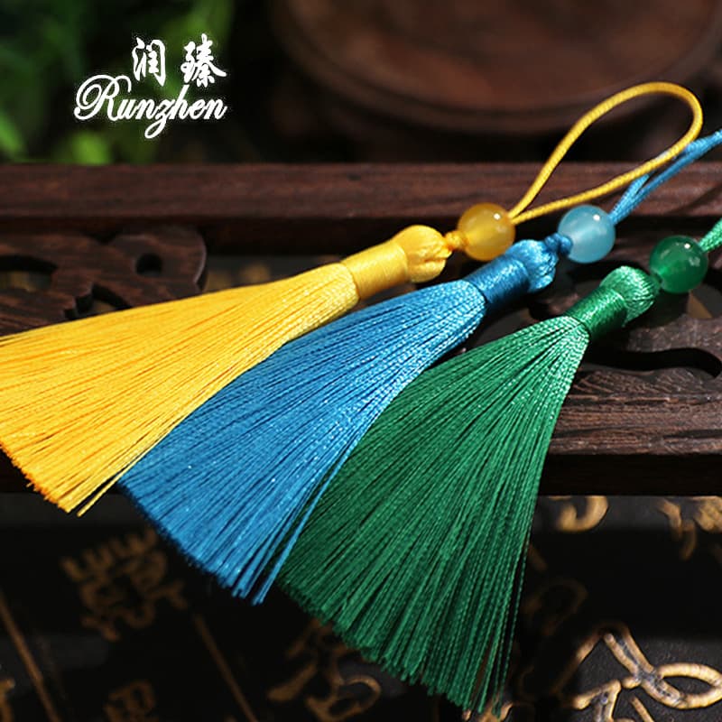 Runzhen tassel wholesale 7CM beaded fan bookmark small tassel hanging tassel long tassel pendant red hanging rope